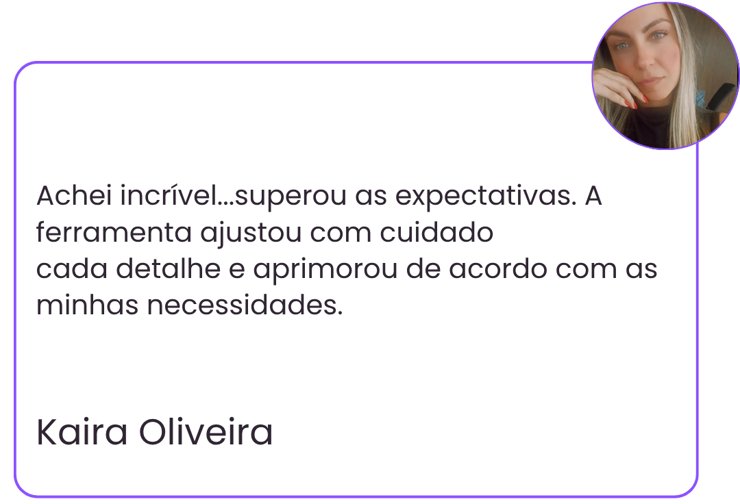 O resultado foi excelente!!! ...eu precisava dar esses pequenos toques no meu CV nessa transição de carreira, mas eu não sabia como. Todas as mentorias que existem no mercado na maioria das vezes